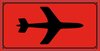 Varningsetikett, Flourröd, Symbol Flygplan (Brådskande)